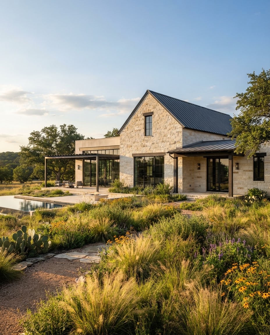 A modern custom home in the hill country